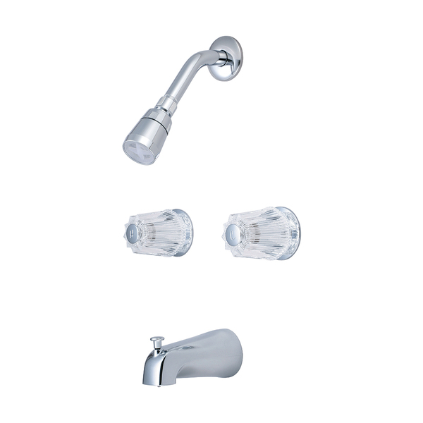 Olympia Faucets Two Handle Tub/Shower Set, IPS, Wallmount, Polished Chrome, Weight: 4.7 P-1220